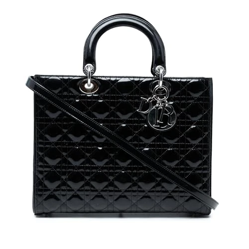 Dior Pre-Loved Large Patent Cannage Lady Handbag