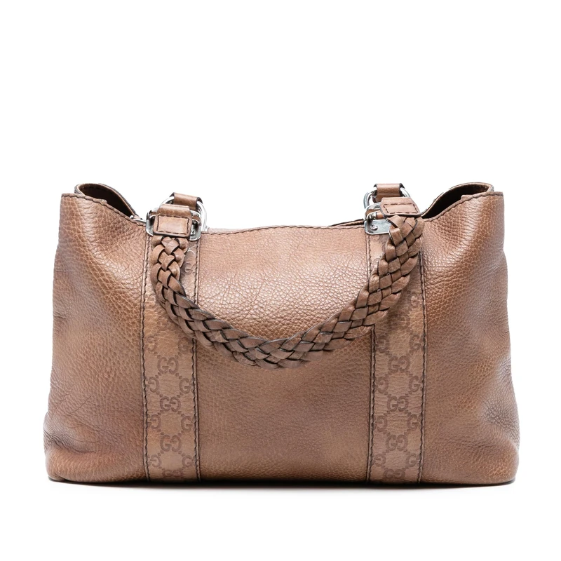 Gucci Pre-Loved Guccissima Trimmed Leather Bamboo Libeccio Tote Bag