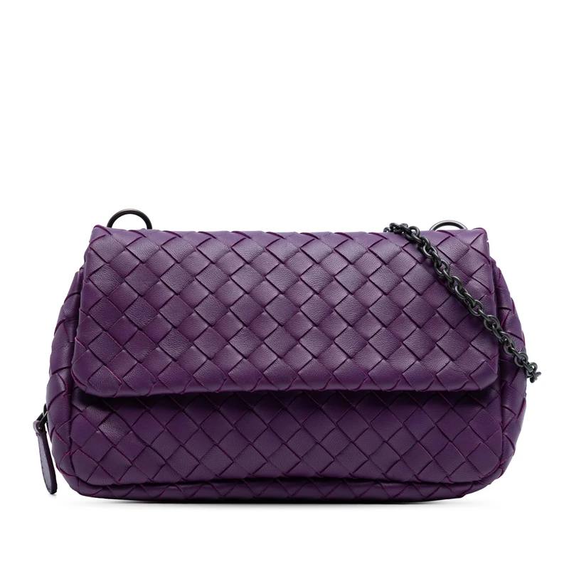 Bottega Veneta Pre-Loved Mini Nappa Intrecciato Expandable Chain Flap Crossbody