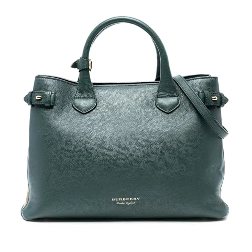 BURBERRY Pre-Loved Medium Leather and House Check Banner Satchel