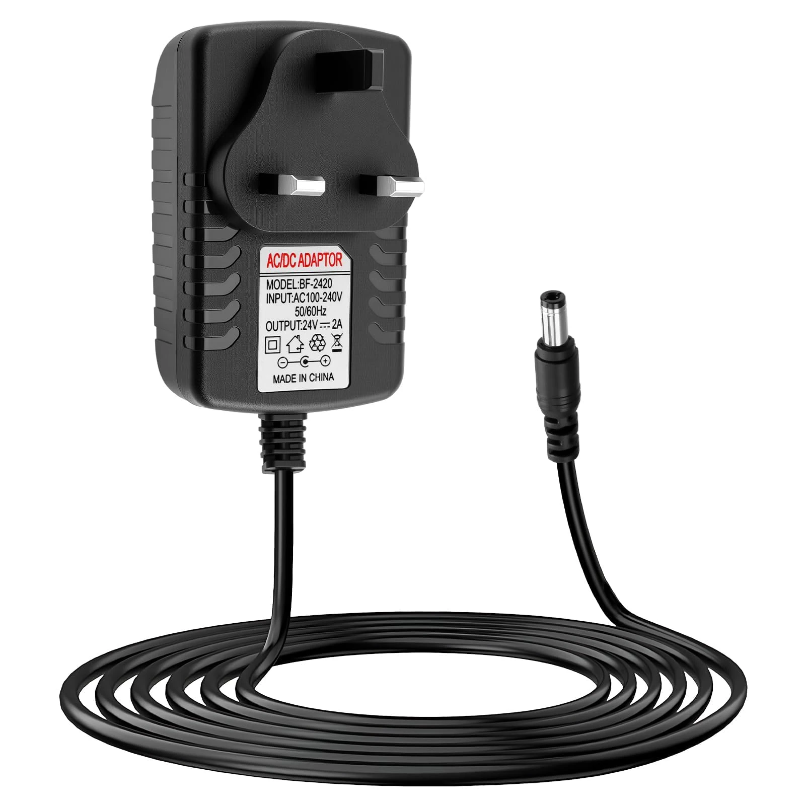 24V 2A Power Supply Adapter, 100-240V 50/60hz AC to DC Transformer Charger for Submersible Pumps LED Strip Light CCTV Camera Speaker Label Makers Video Beamer Adaptor (DC Jack 5.5 * 2.5mm, 1m)