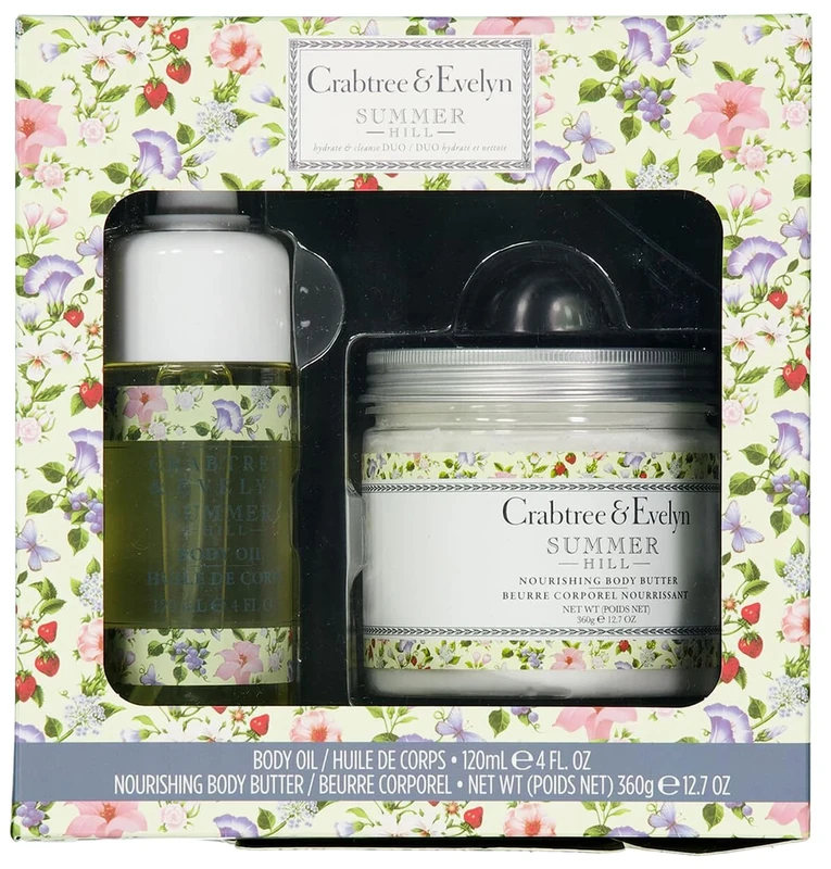 CRABTREE & EVELYN Summer Hill Body Care Duo Set, Body Oil 120ml and Body Butter 360g