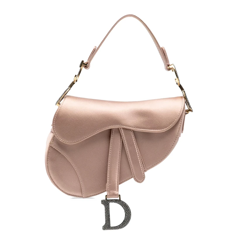 Pre-Loved Mini Satin Crystal Embellished Saddle Handbag
