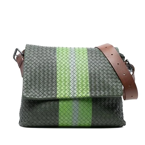 Bottega Veneta Pre-Loved Nappa Intrecciato Stripes Messenger Bag