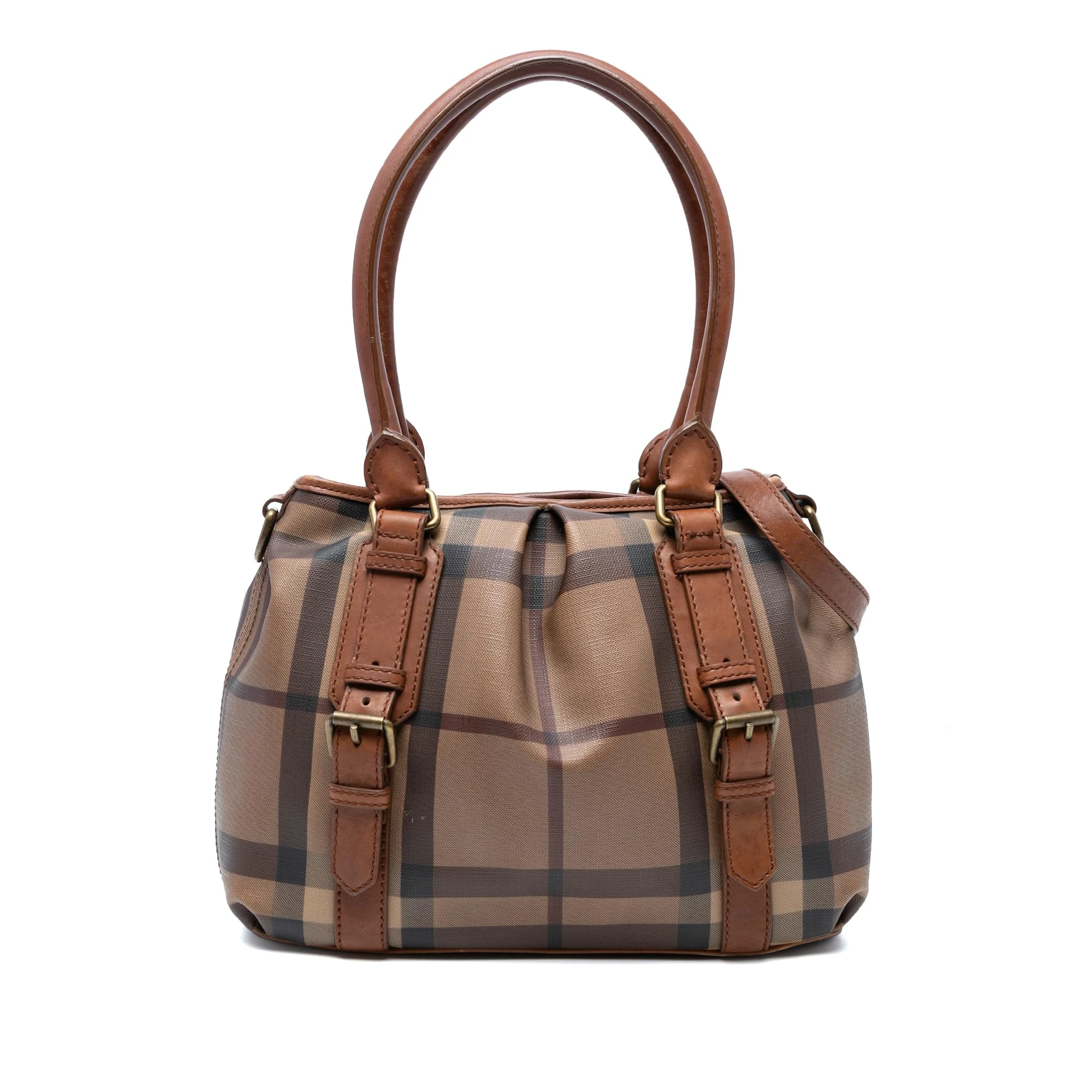 BURBERRY Pre-Loved Smoke Check Coated Canvas Northfield Satchel