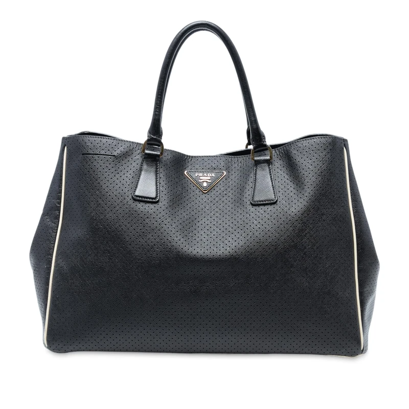 Prada Pre-Loved Large Perforated Saffiano Lux Galleria Tote Bag