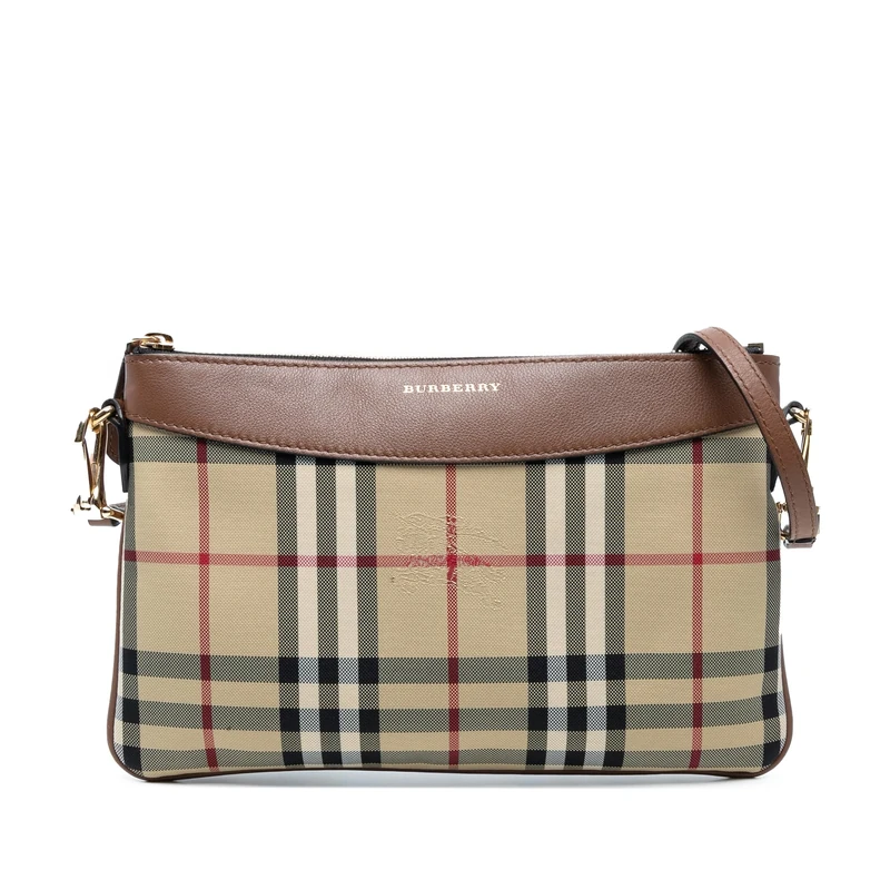 BURBERRY Pre-Loved Haymarket Check Canvas Peyton Crossbody Bag