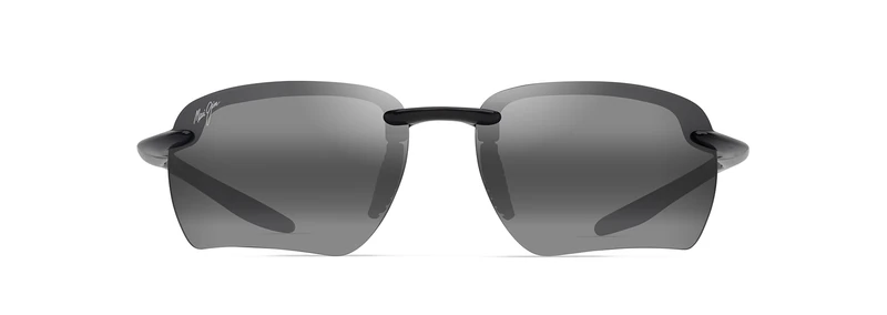 MAUI JIM Grey HOOKIPA Ultra G Shiny Black Glasses, 65-15-130 Unisex Adult