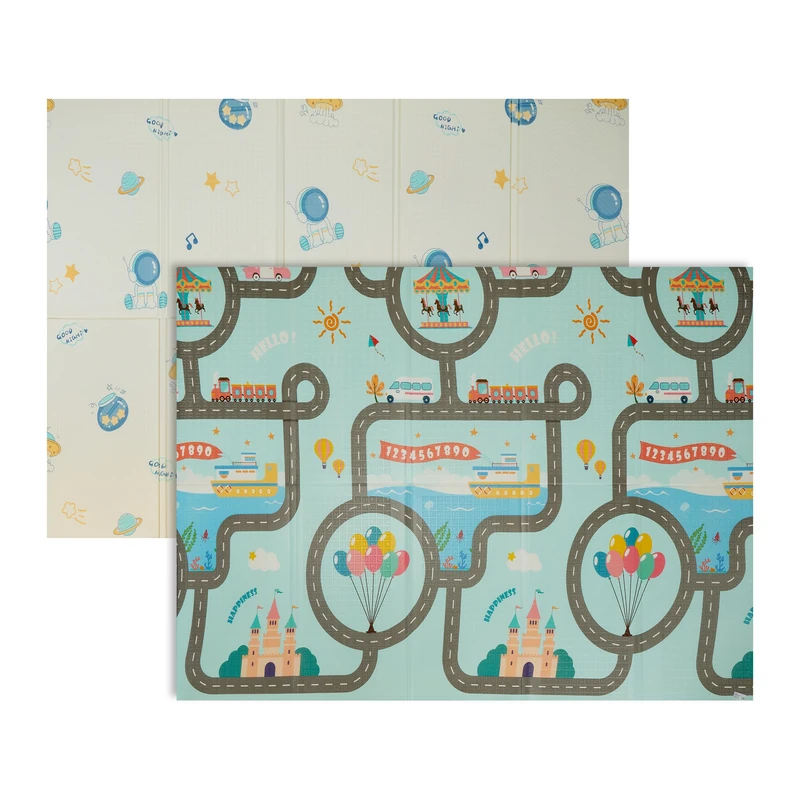 Relaxdays Foldable Sun & Moon Playmat, Non-Toxic XPE Foam, 200×150 cm, Multicoloured Baby & Child Crawling Mat