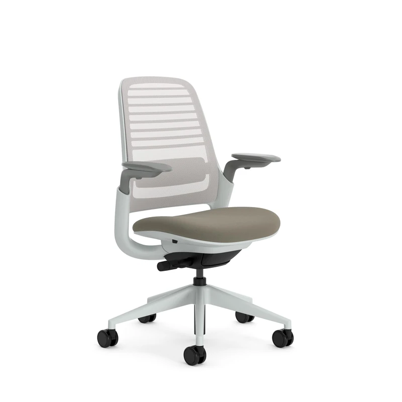 Steelcase Series 1 Ergonomic Office Chair With LiveBack Lumbar Support And 4D Armests Taupe; Made in Europe