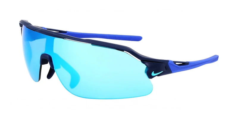 Nike Flyfree Shield P IU8034 Sports Sunglasses Running Training Outdoor Performance Sunglasses, Mat Obsidian/Polar Ble Mir/Road, One Size