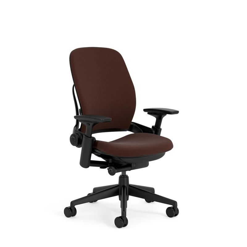 Steelcase Leap Ergonomic Office Chair With LiveBack Lumbar Support And S-Shaped Flexible Backrest Dark Brown; Made in Europe