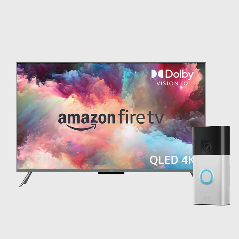 Ring Battery Video Doorbell (2024 release) + Amazon Fire TV 50-inch Omni QLED series 4K