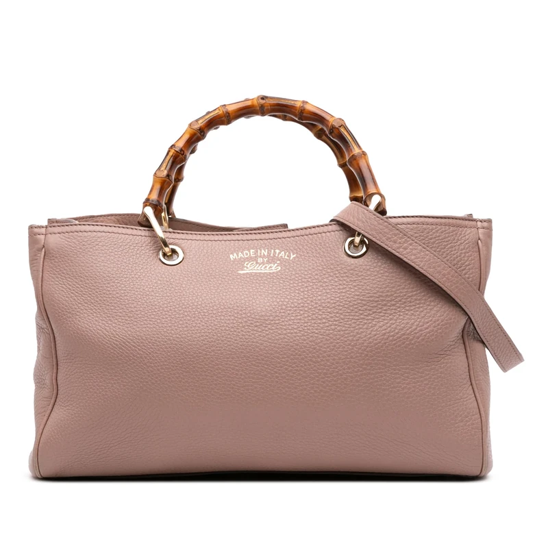 Gucci Pre-Loved Medium Calfskin Bamboo Shopper Satchel Handbag