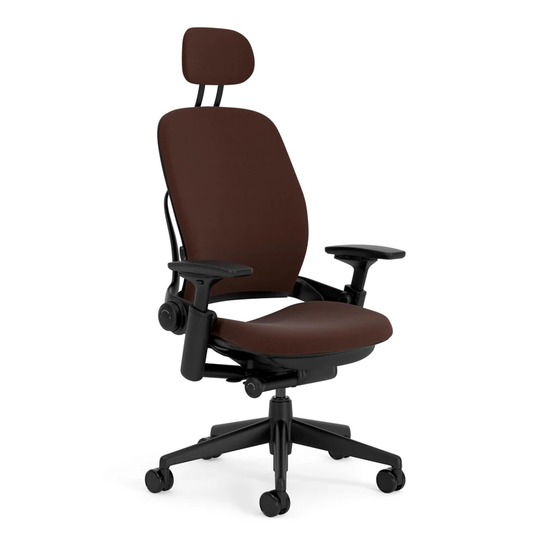 Steelcase Leap Ergonomic Office Chair With LiveBack Lumbar Support And S-Shaped Flexible Backrest, Adjustable Headrest Dark Brown; Made in Europe