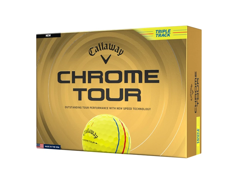 Callaway Golf Chrome Tour Premium Golf Ball 2026, Tripple Track, Yellow
