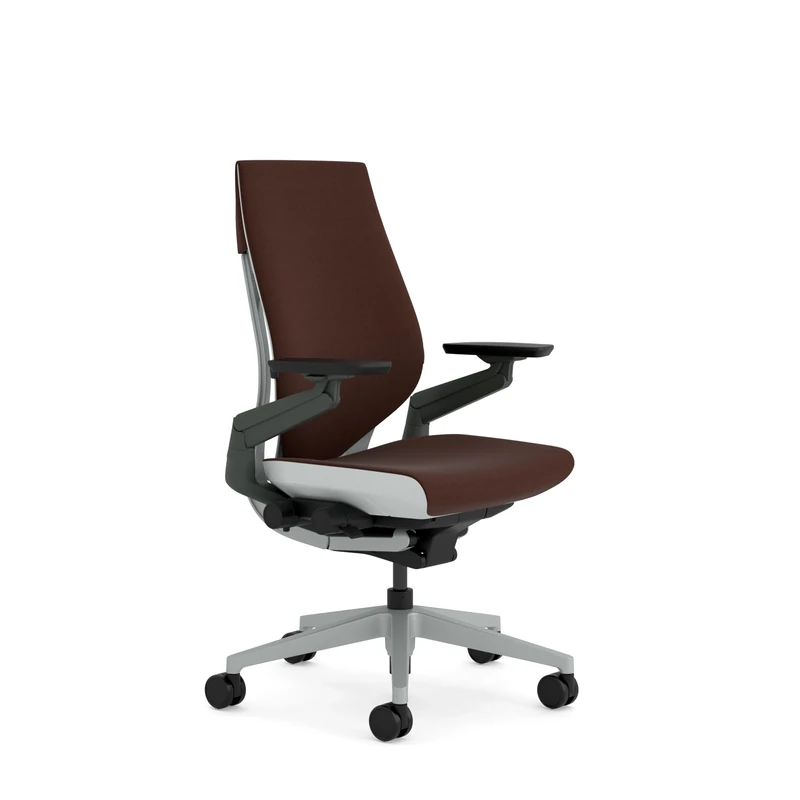 Steelcase Gesture Ergonomic Office Chair With 360° Armrests And 3D Live Back Lumbar Support Dark Brown; Made in Europe