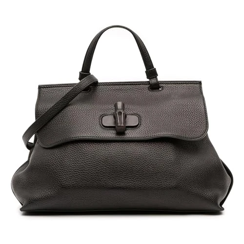 Gucci Pre-Loved Medium Leather Bamboo Daily Satchel Handbag