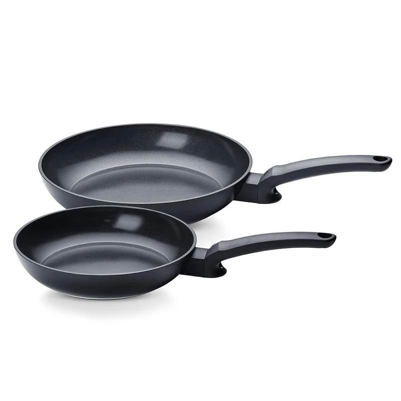 Fissler Ceratal Evo Classic Pan Set of 2 (Diameter 24 cm + Diameter 28 cm, Orbit Black) - Ceramic Pans Made Without PFAS/PTFE, Non-Stick Coating, Induction, Made in Germany