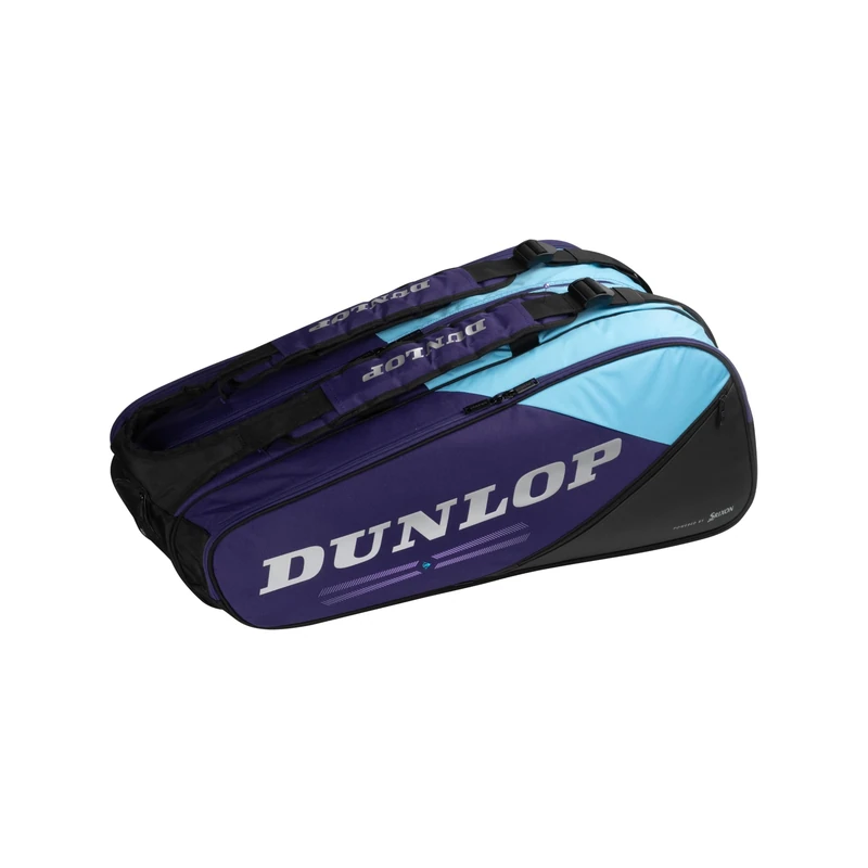 Dunlop FX Performance 12 Racket Bag – Tennis Bag for up to 12 Racquets, Violet/Black/Cyan
