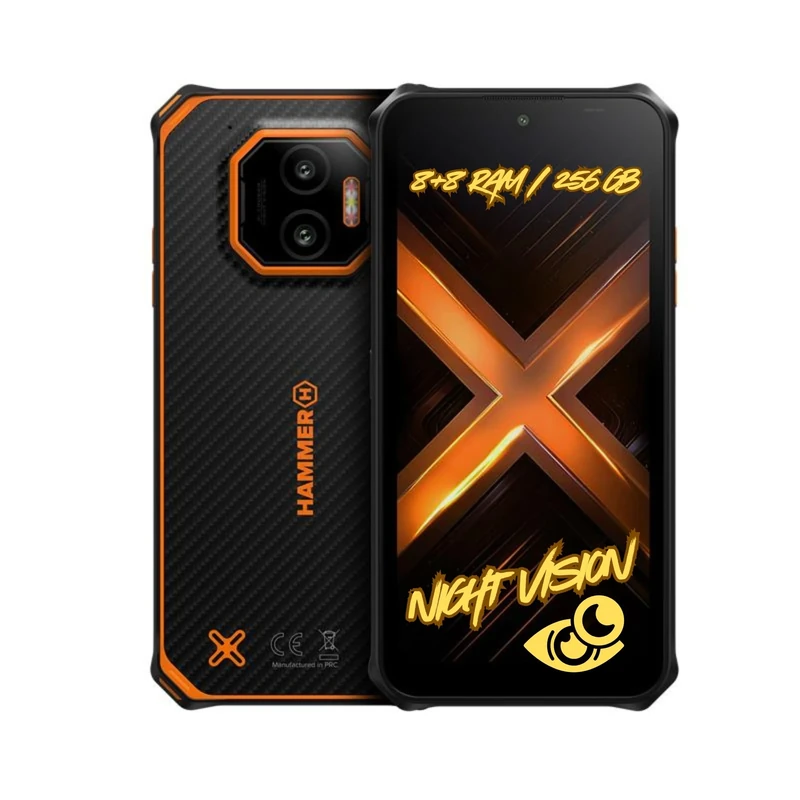HAMMER ENERGY X2 5G Rugged Smartphone Android 15, Indestructible Phone 6.1", IP69, 8 + 8 GB RAM, 256 GB Storage, 5000 mAh Battery, eSIM, 2-Year Warranty