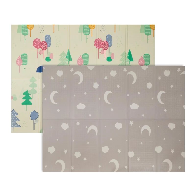 Relaxdays Foldable Playmat Sun & Moon Non-Toxic 200x150 cm XPE Foam Baby Crawling Multicoloured