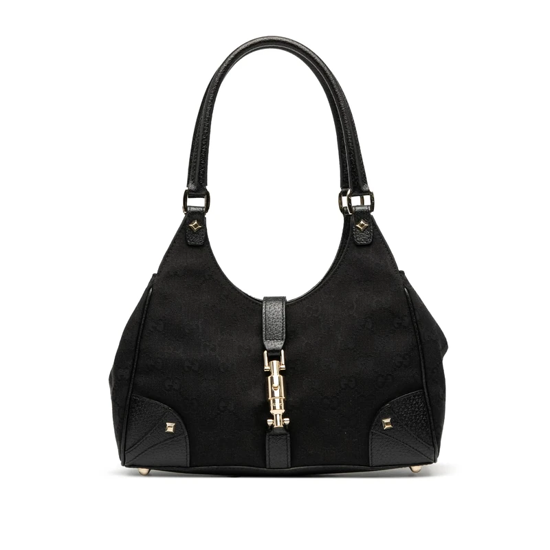Gucci Pre-Loved GG Canvas Nailhead Jackie Bardot Shoulder Bag