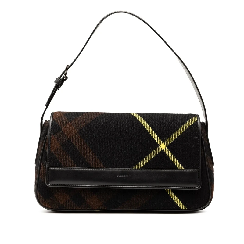 BURBERRY Pre-Loved Supernova Check Wool Shoulder Bag