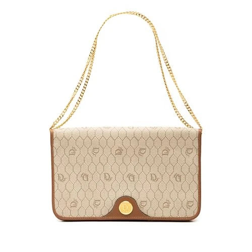 Dior Pre-Loved Honeycomb Coated Canvas Chain Shoulder Bag