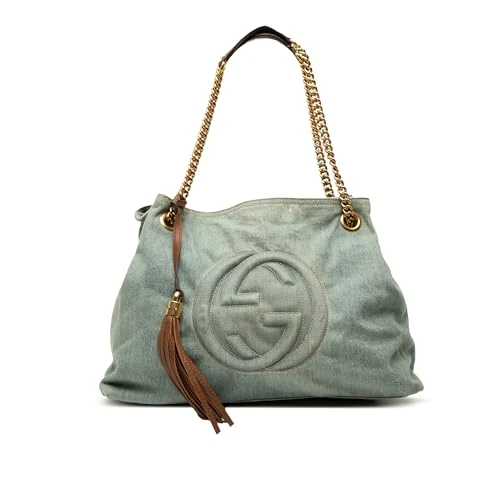 Gucci Pre-Loved Medium Denim Soho Chain Tote Bag