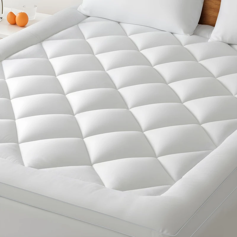 BedStory Mattress Topper 180 x 200 cm, White, Ultra Soft Mattress Topper with Deep Pockets, Machine Washable Mattress Protector, Suitable for Mattresses with a Thickness of up to 40 cm