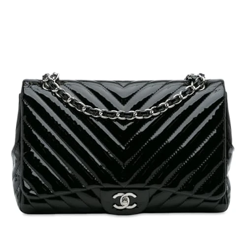 Chanel Pre-Loved Jumbo Classic Chevron Patent Single Flap