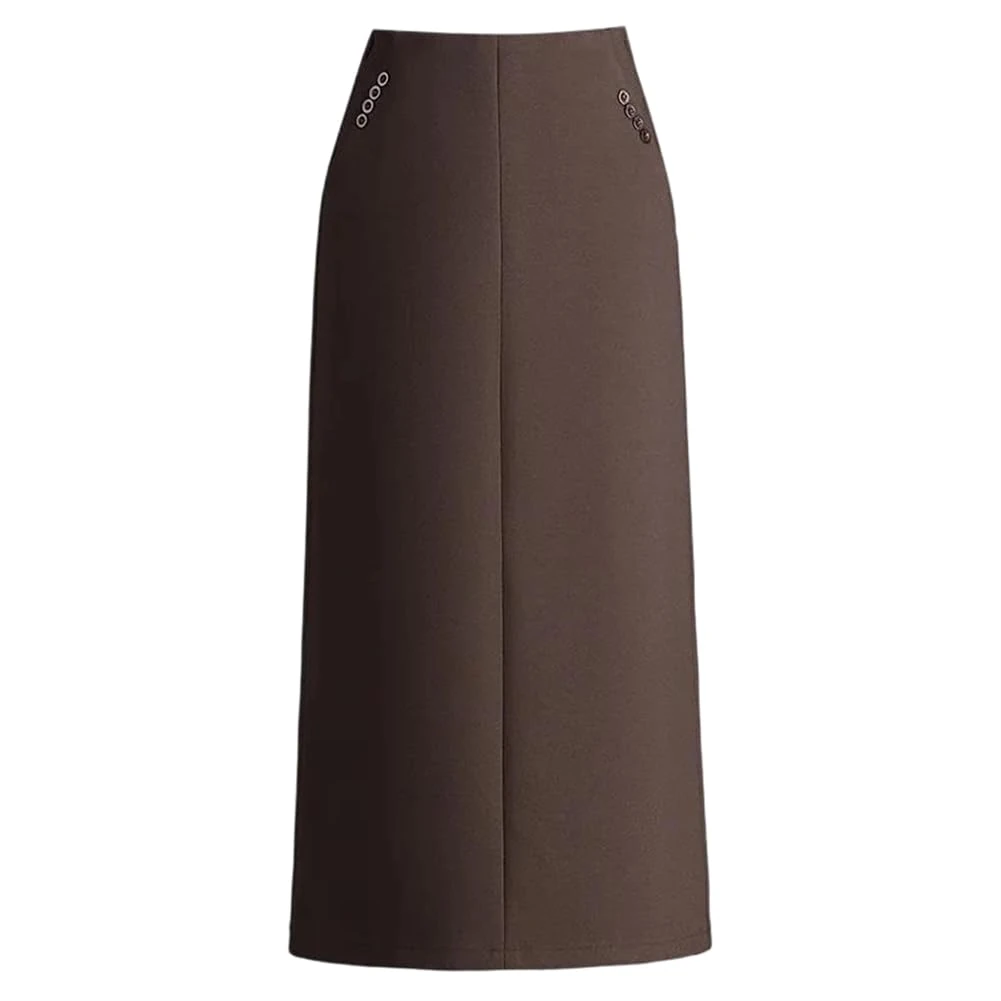 Women High Waist Skirts Slim Solid Mini Skirt Fall Winter Casual One Step Midi Skirt Brown