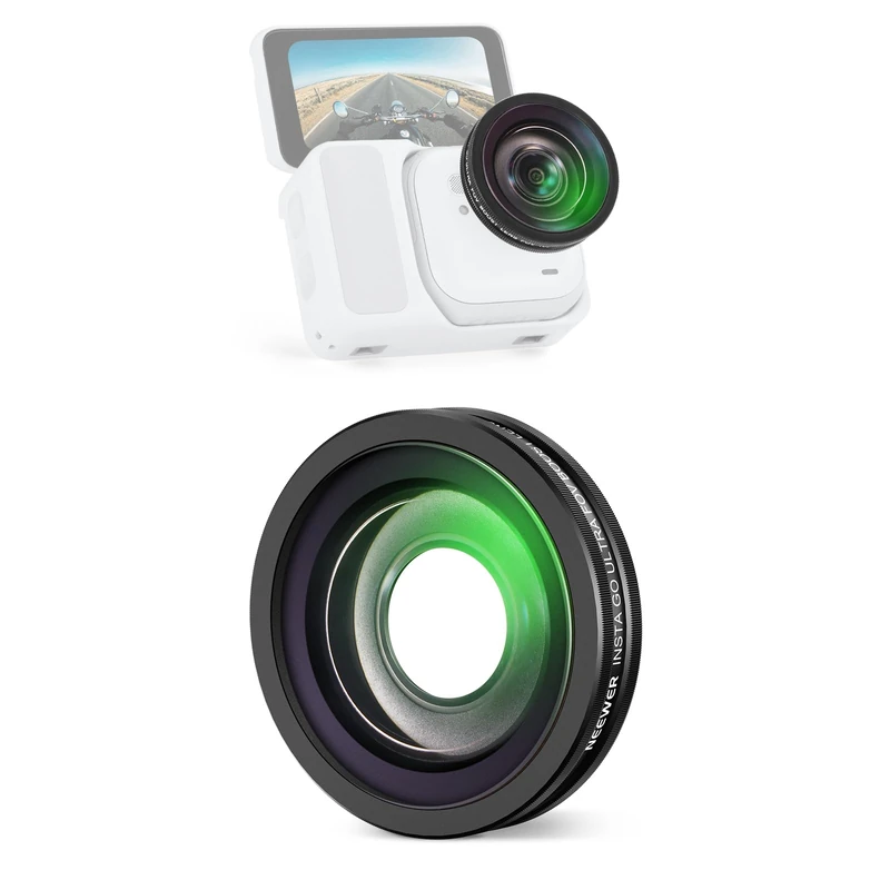 NEEWER Wide Angle Lens Compatible with Insta360 GO Ultra, 185° FOV Field of View, HD Multilayer Optical Glass, 2 Elements in 2 Groups, Screw Mount, Action Camera Accessories, LS-85