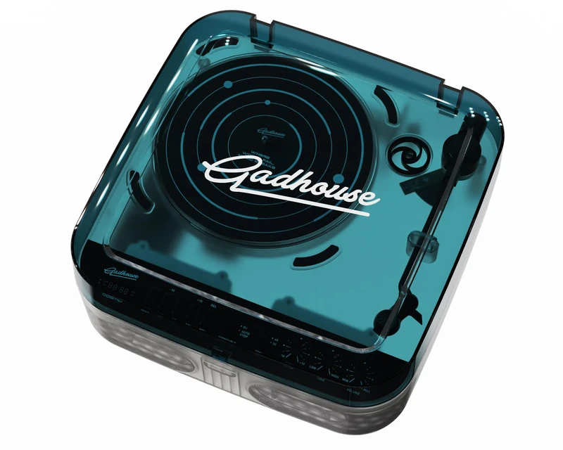 Gadhouse Cosmo Solar Edition Vinyl Record Player - Portable Bluetooth Turntable, FM Radio, Streaming, USB/SD Card, Built-in Stereo Speakers, DJ Mode - Classic See-through Design, Jupiter Green