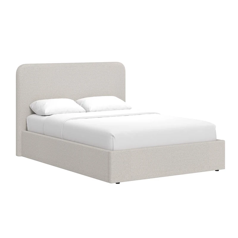 FWStyle Beige Upholstered Double Ottoman Bed Frame – Linen Fabric Lift-Up Storage Bed with High Padded Headboard, Hydraulic Gas Lift & 900L Underbed Storage – Metal Frame with Sprung Slats