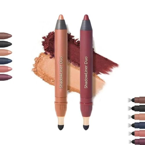 Freshlus Shadow Liner 2-in-1 Eyeliner & Eyeshadow, Waterproof, Smudge-Proof Duo Eye Shadow Stick with Smudge Brush, Long-Lasting, Smooth, Effortless Smoky or Natural Eye Makeup (Heat+Sizzle)