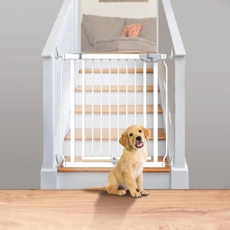 Ingenuity The Doorway Series Easy Install Baby Gate & Dog Gate, 73cm-80cm Wide, 75cm Tall, Hardware or Pressure Mounted - White