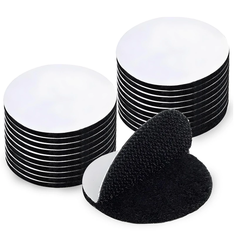 20 Pack 10 Pairs Hook and Loop Strips Heavy Duty 0.79x3.9 Inch - Self Adhesive Reusable Double Sided Sticky Tape for Walls, Doors, Tables - Strong & Sticky Strips Tape (20Pack 10Pairs-Round)