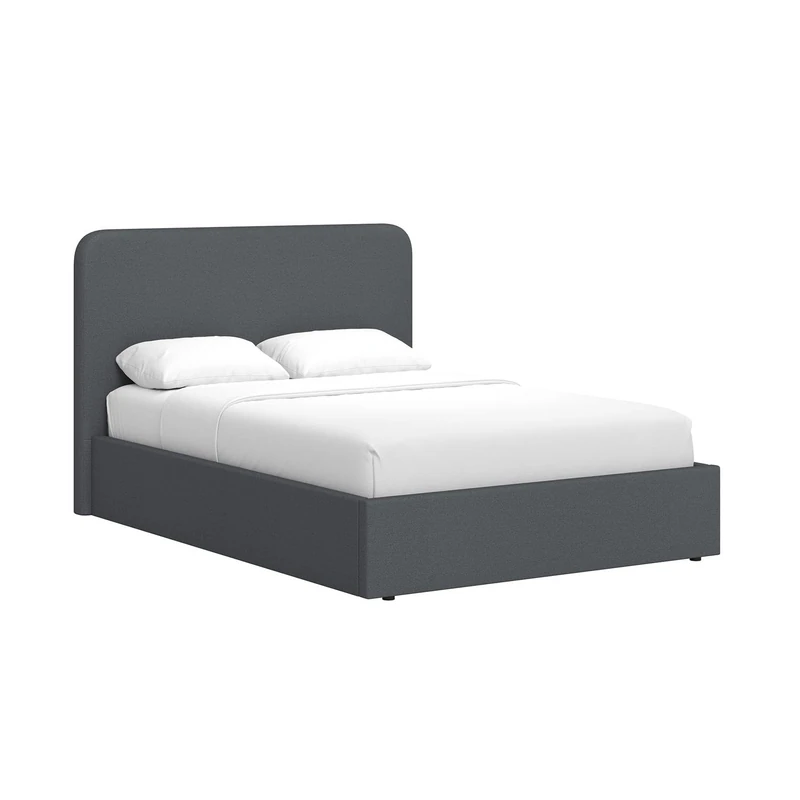 FWStyle Grey Upholstered Double Ottoman Bed Frame – Linen Fabric Lift-Up Storage Bed with High Padded Headboard, Hydraulic Gas Lift & 900L Underbed Storage – Metal Frame with Sprung Slats