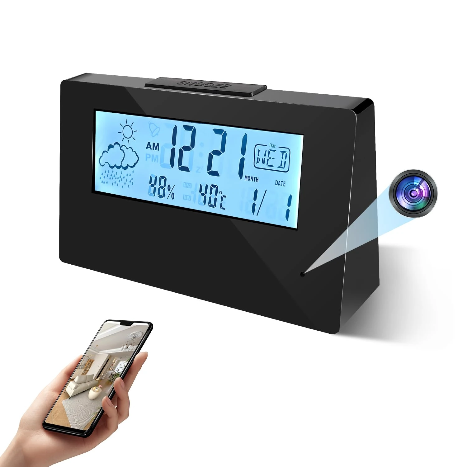 4K UHD Mini Hidden Camera in Clock WiFi Hidden Cameras Video Recorder Wireless IP Smart Guardian 5 in 1 Camera Indoor Home Security Monitoring Nanny Cam 140° Angle Night Vision/Motion Detection