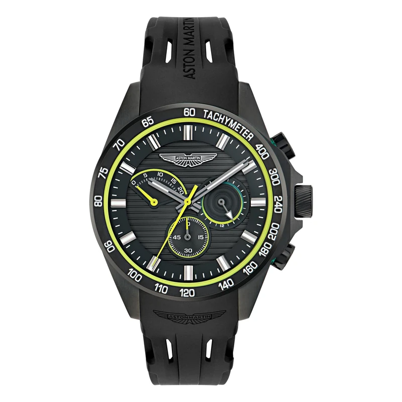 Aston Martin Men's Chronograph Quartz Watch - Black Silicone