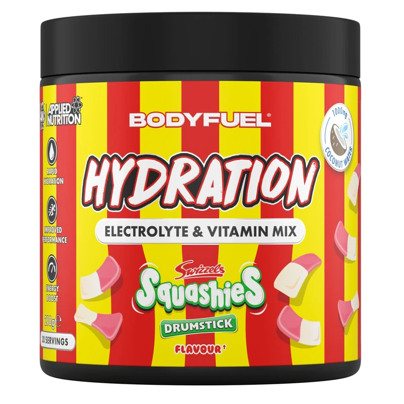 BodyFuel Hydration Electrolyte & Vitamin Powder - Natural Energy & Reduces Tiredness & Optimise Hydration (210g - 30 Servings)(Squashies Drumstick)