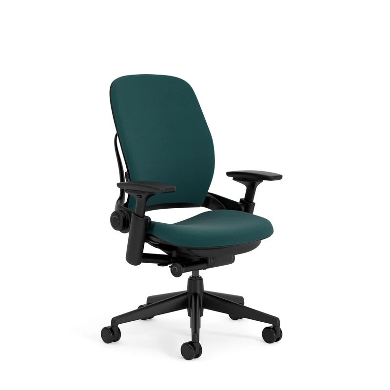 Steelcase Leap Ergonomic Office Chair With LiveBack Lumbar Support And S-Shaped Flexible Backrest Dark Green; Made in Europe