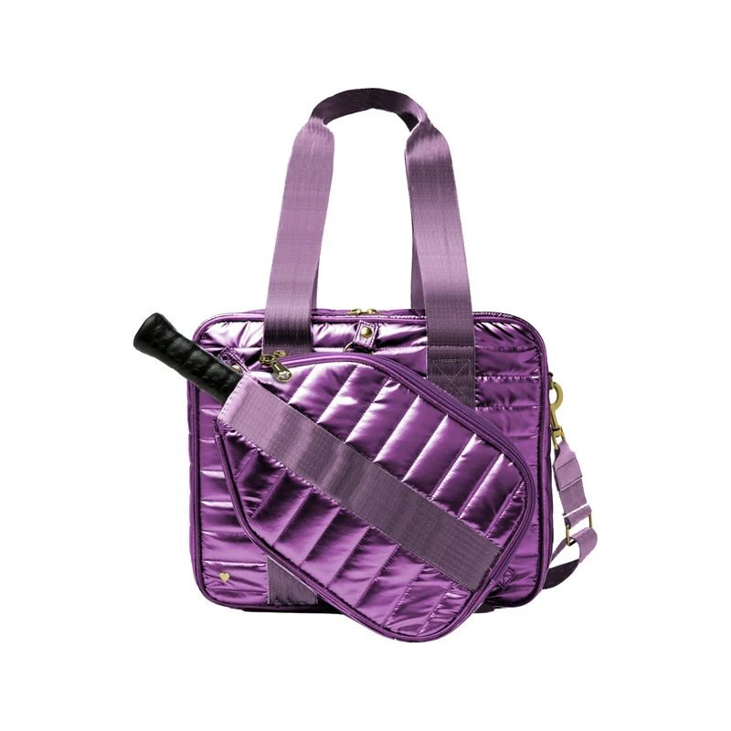 Glove It Detachable Pickleball Tote Bag for Women – Lightweight Quilted Padded Nylon with Adjustable Straps, Paddle Cover Holds 1 Paddle & 4 Balls - Purple