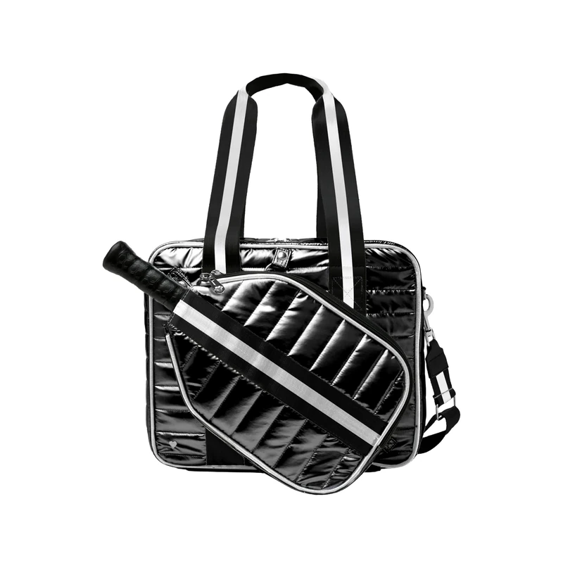 Glove It Detachable Pickleball Tote Bag for Women – Lightweight Quilted Padded Nylon with Adjustable Straps, Paddle Cover Holds 1 Paddle & 4 Balls - Black