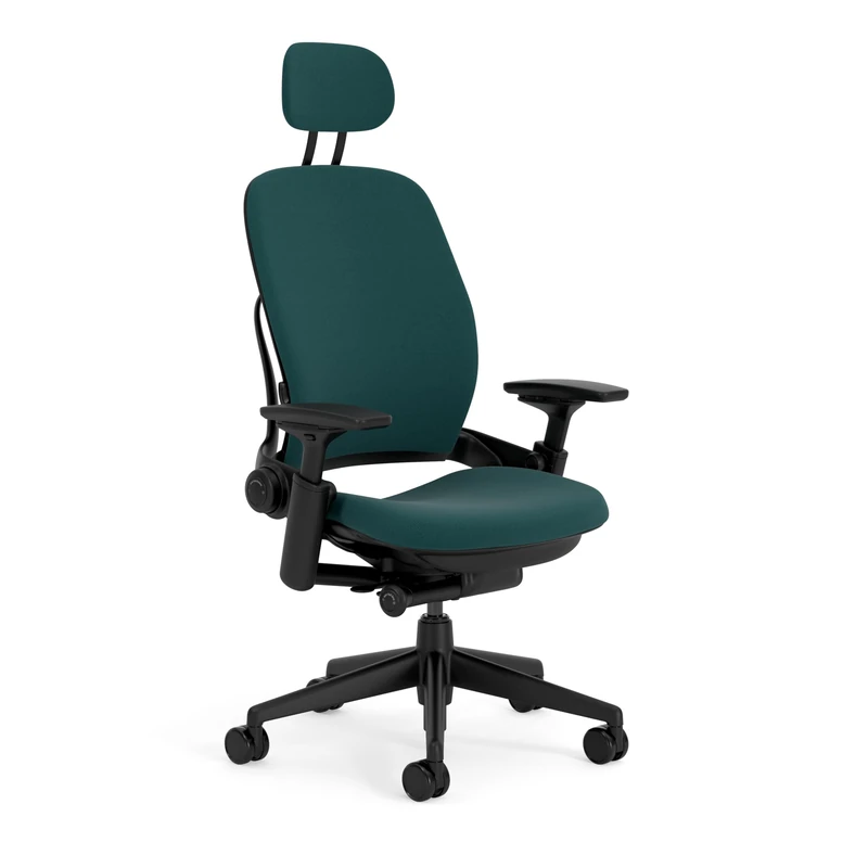 Steelcase Leap Ergonomic Office Chair With LiveBack Lumbar Support And S-Shaped Flexible Backrest, Adjustable Headrest Dark Green; Made in Europe