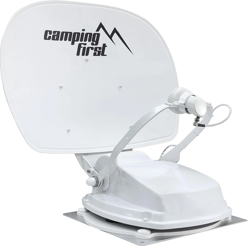 Camping First Satmex 55 Plus Fully Automatic Satellite Antenna (Camper Mount, Only 16 cm Height, Bluetooth, Wide Range) - White