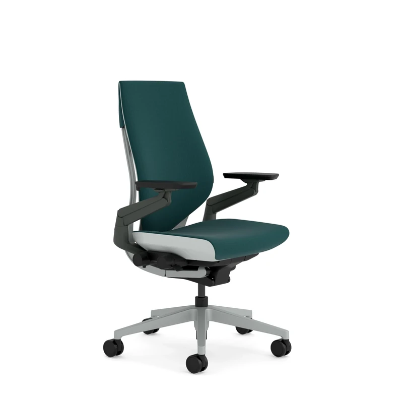 Steelcase Gesture Ergonomic Office Chair With 360° Armrests And 3D Live Back Lumbar Support Dark Green; Made in Europe