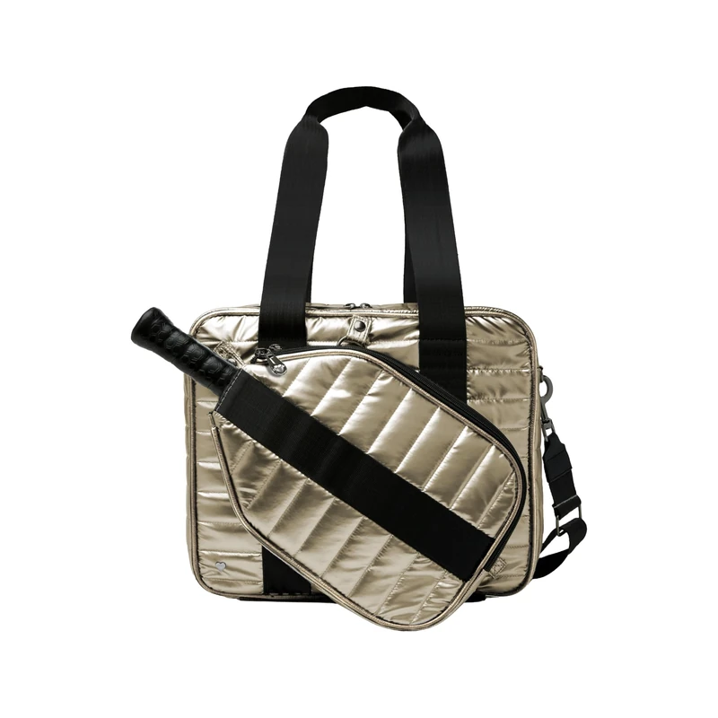Glove It Detachable Pickleball Tote Bag for Women – Lightweight Quilted Padded Nylon with Adjustable Straps, Paddle Cover Holds 1 Paddle & 4 Balls - Gold